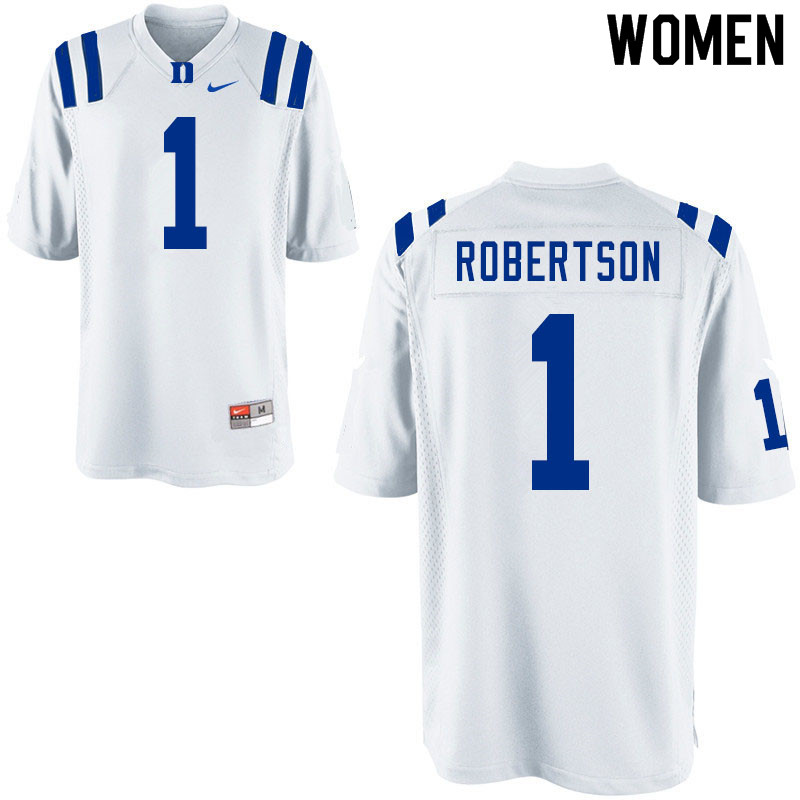 Women #1 Jontavis Robertson Duke Blue Devils College Football Jerseys Sale-White